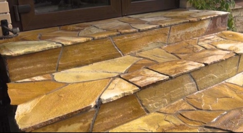 Плитняк златолит жёлтый золотистый для отмостки купить в Кургане